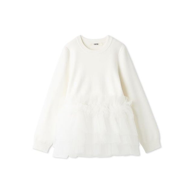 チュールドッキングペプラムニット （WHT）