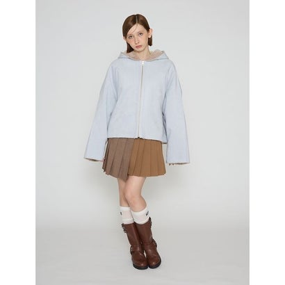 バイカラープリーツミニスカート （NVY）｜詳細画像