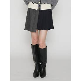 バイカラープリーツミニスカート （NVY）