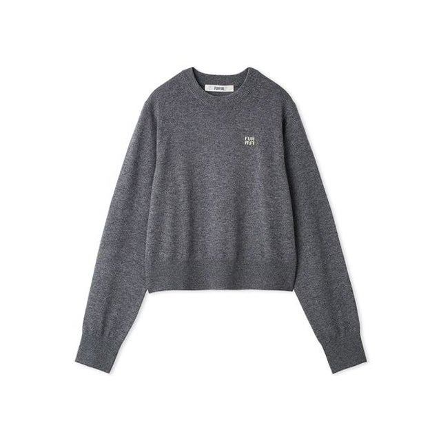 ロゴ刺繍クルーネックセーター （GRY）