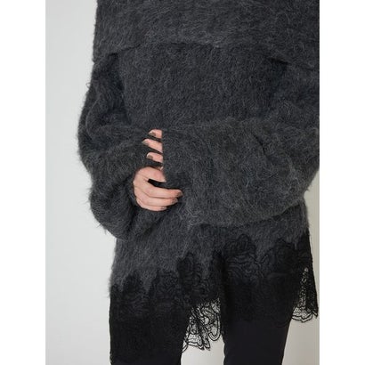 ファーファー FURFUR レースヘムシャギーニット （LBLU）｜詳細画像