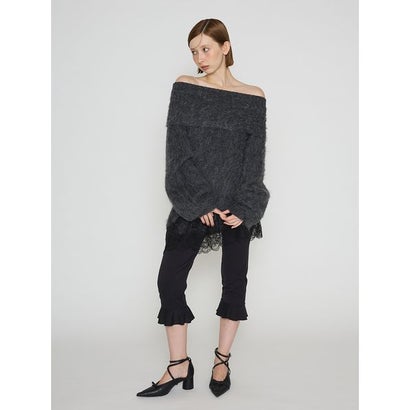 ファーファー FURFUR レースヘムシャギーニット （WHT）｜詳細画像