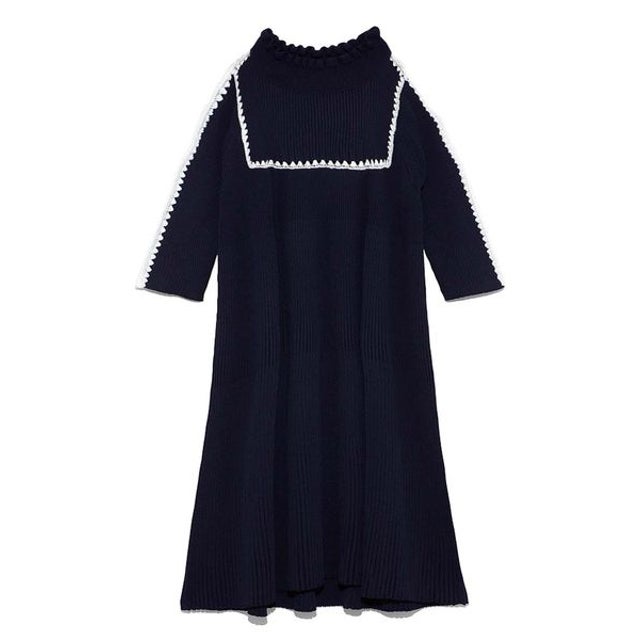 
                    【ルミネ新宿2店1周年限定】トリムドAラインニットドレス （BLK）