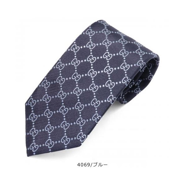 シルクネクタイ 456524 4B002 GGロゴ （4069/ブルー）