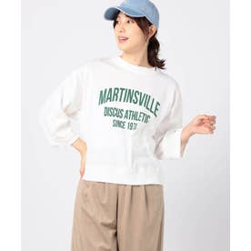 【DISCUS】別注 8分袖ロゴプリントワイドTシャツ （09ホワイト）