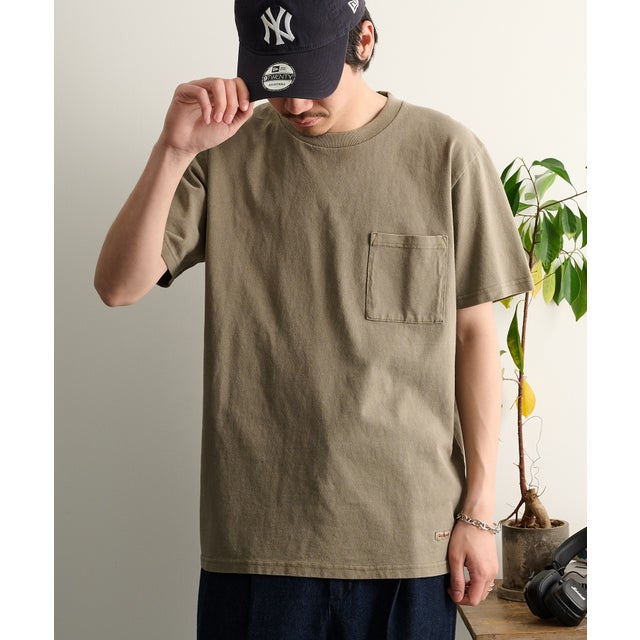 製品染めポケット付き S/S TEE 2W7-16205 （サンドベージュ）