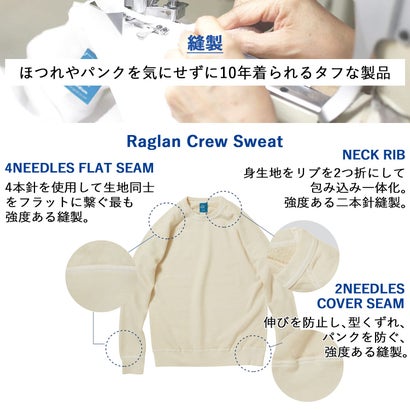 グッドオン Good On トレーナー スウェット メンズ RAGLAN SWEAT CREW ブラック ホワイト グレー ベージュ ブラウン 黒 白 GOBW101 （P-ブラウン）｜詳細画像