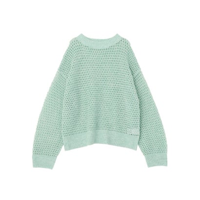 グリーン パークス Green Parks クルーネック透かし編みニットプルオーバー （レッド）｜詳細画像
