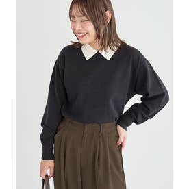 衿付きニットプルオーバー （ブラック）