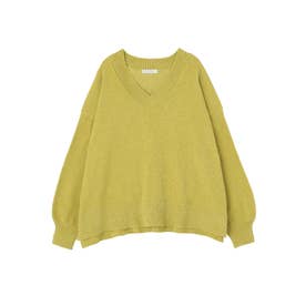 モールVネックニットプルオーバー （ライムグリーン）