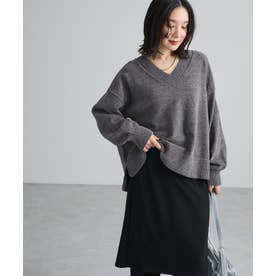 モールVネックニットプルオーバー （グレー）