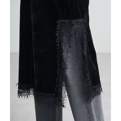 レイヤードベロアレーススカート （ライムグリーン）｜詳細画像