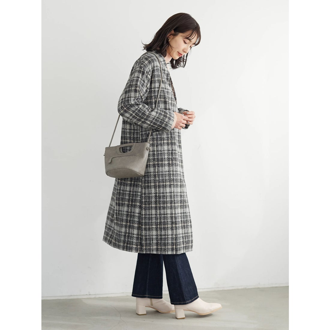 グリーン パークス Green Parks ・ELENCARE DUE チェックロングコート 