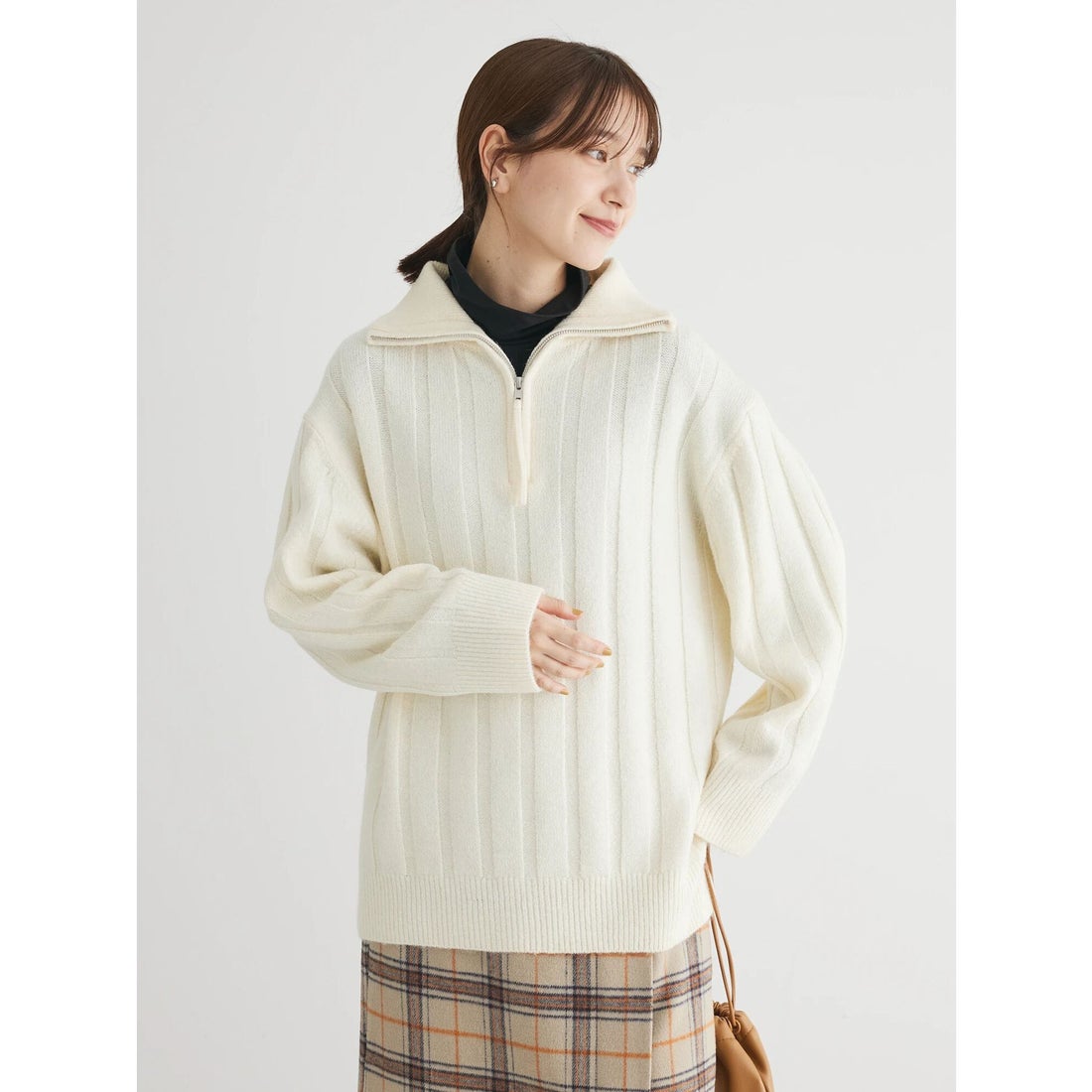 グリーン パークス Green Parks ・Petit Fleur ハーフZIPニット 