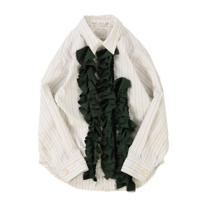 Striped Ruffle Shirt （GRAY）｜詳細画像