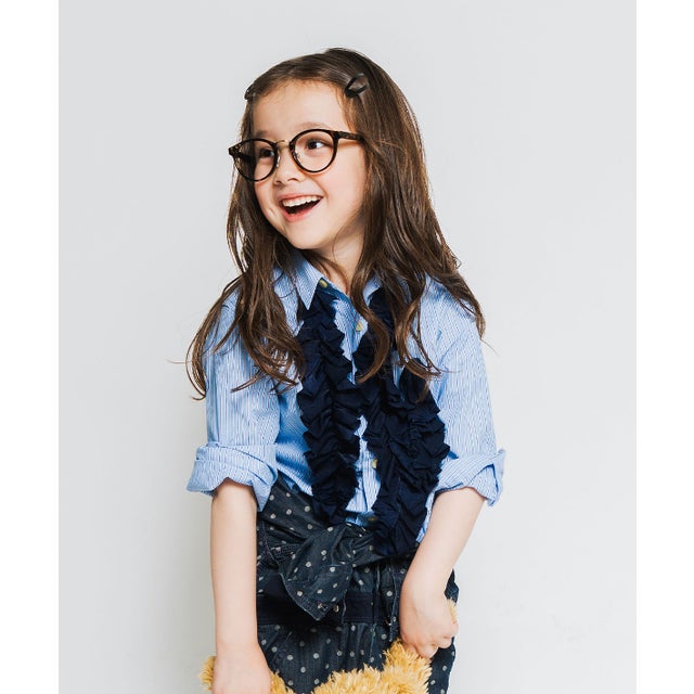 Striped Ruffle Shirt （BLUE）