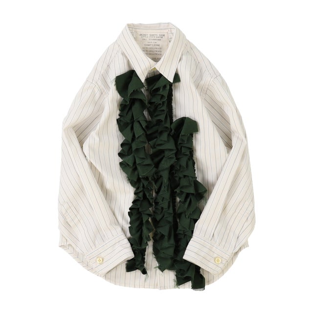 Striped Ruffle Shirt （GRAY）