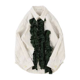 Striped Ruffle Shirt （GRAY）