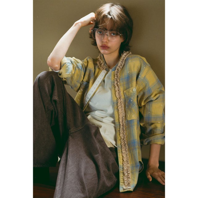 Flannel Remake Work Shirt(LADIES) （YELLOW）