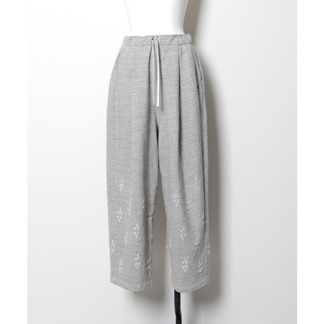 Floral Damaged Sweatpants(LADIES) （GRAY）
