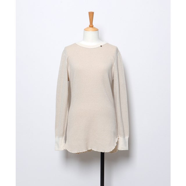 Glitter Waffle Tee(LADIES) （OFF WHITE）