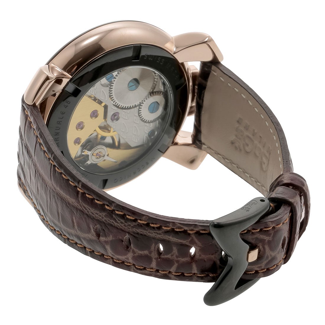 ガガミラノ GaGa MILANO マヌアーレ48MM メンズ 時計 5014.02S-BRW 手巻き ブラウン カーフ革 スイス （ブラウン）