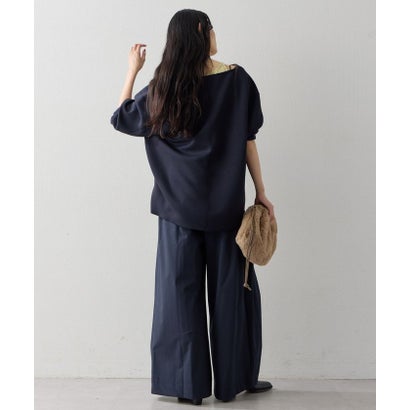 【キャミソール付き】ダンボールVネックプルオーバー （navy）｜詳細画像