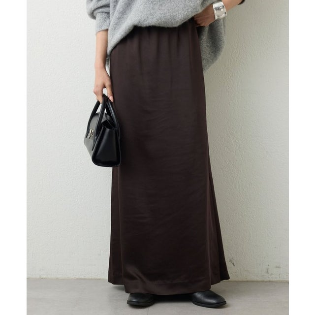 サイドスリットサテンスカート （brown）