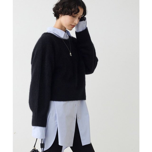 【MANAKAコラボカラー】ファーボートネックプルオーバー （black）