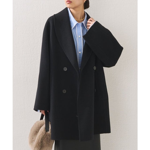 【HERITANOVUM】 ウールカシミヤショールリバーコート （black）