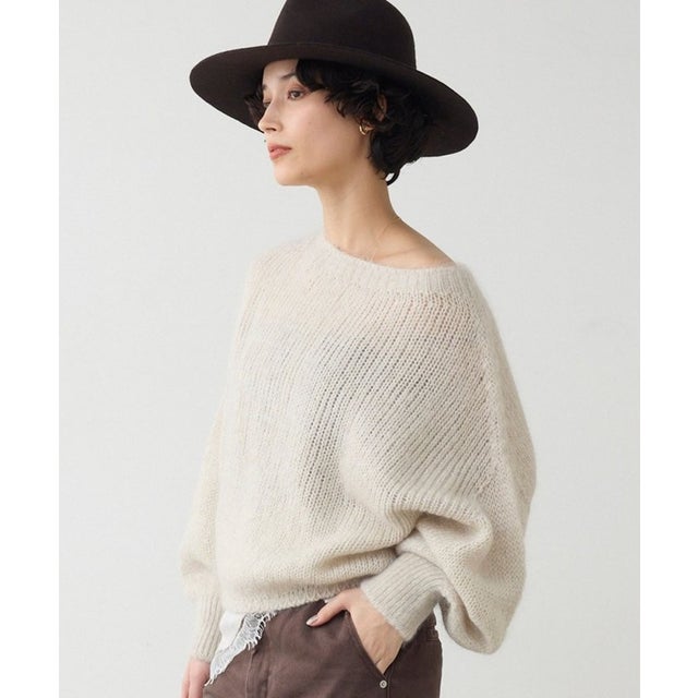 【AYUMIコラボ】モヘアシルクボートニットプルオーバー （ivory）