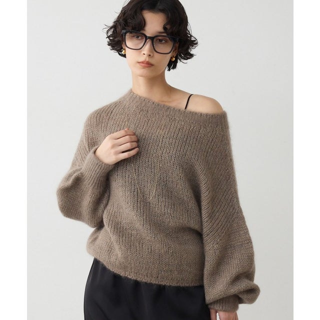【AYUMIコラボ】モヘアシルクボートニットプルオーバー （mocha）
