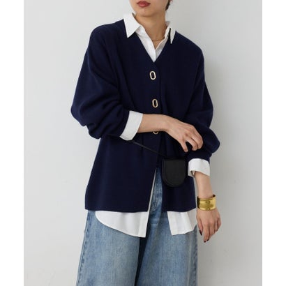 オーバルボタンカーディガン （navy）｜詳細画像