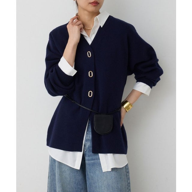 オーバルボタンカーディガン （navy）