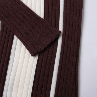 ストライプ配色ポイント ニットワンピース （BROWN×WHITE）｜詳細画像