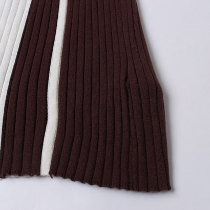 ストライプ配色ポイント ニットワンピース （BROWN×WHITE）｜詳細画像