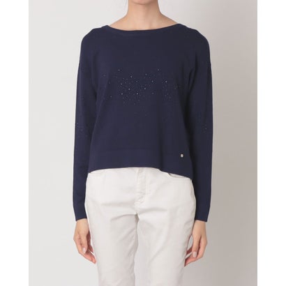 ビジューポイント ドロップショルダーニット （NAVY）｜詳細画像