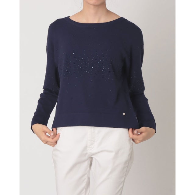 ビジューポイント ドロップショルダーニット （NAVY）