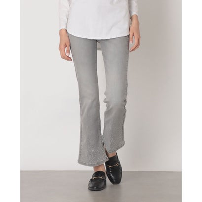 ビジューポイントスーパーストレッチフレアクロップドdenim （GRIGIO）｜詳細画像