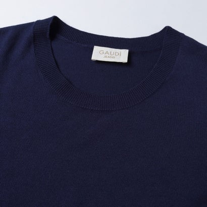 クルーネック半袖ニット （NAVY）｜詳細画像