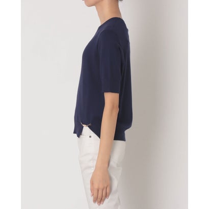 クルーネック半袖ニット （NAVY）｜詳細画像