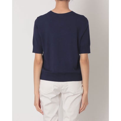 クルーネック半袖ニット （NAVY）｜詳細画像