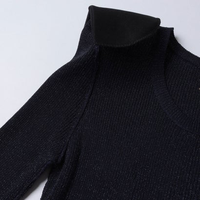 ボタンアップ ラメニットワンピース （NAVY）｜詳細画像