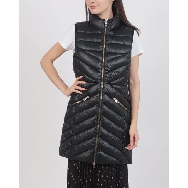 シャイニーミドル丈ダウンベスト （BLACK）
