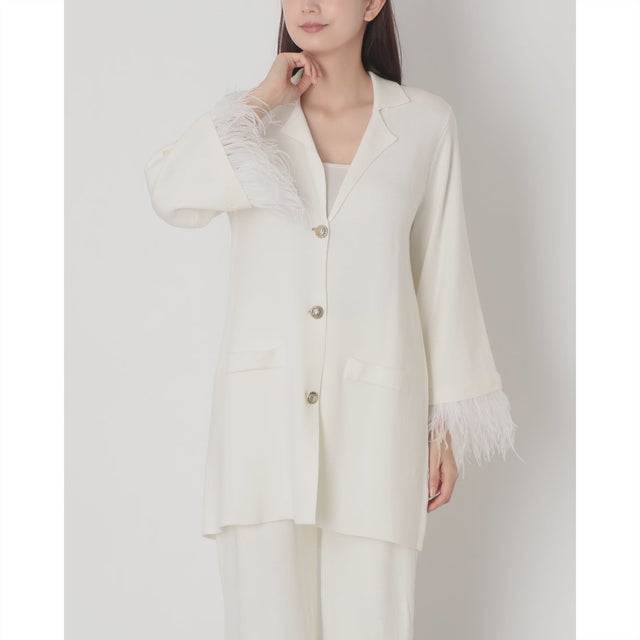フェザーポイントニットジャケット （OFF WHITE）