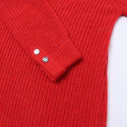 スキッパーあぜ編みニットワンピース （RED）｜詳細画像