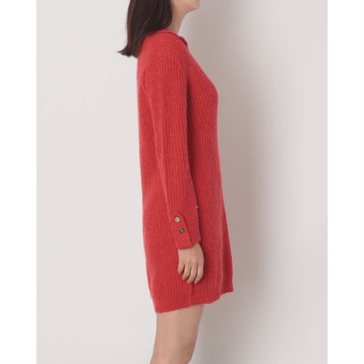 スキッパーあぜ編みニットワンピース （RED）｜詳細画像