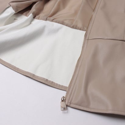 フェイクレザー ジップアップステンカラーブルゾン （BEIGE）｜詳細画像