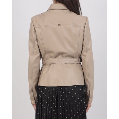 フェイクレザー ジップアップステンカラーブルゾン （BEIGE）｜詳細画像