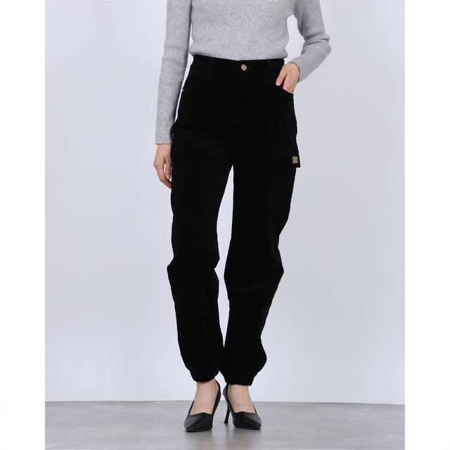 ストレッチコーデュロイカーゴジョガーパンツ （BLACK）